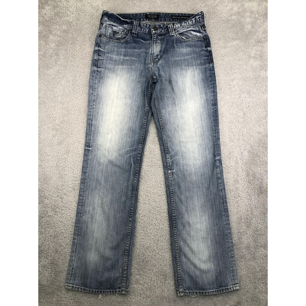 Y2K Guess Jeans Mens 33x34 Blue Desmond Relaxed Straight Distressed